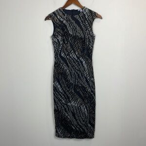 Animal Print striped printed midi length sleeveless dress women size small
